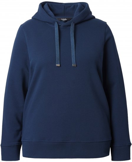 Ulla Popken Relaxed Fit Long Sleeve Hoodie Navy - Bluzy & bluzy z kapturem - 