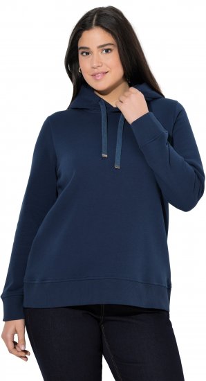 Ulla Popken Relaxed Fit Long Sleeve Hoodie Navy - Bluzy & bluzy z kapturem - 
