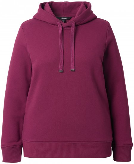 Ulla Popken Relaxed Fit Long Sleeve Hoodie Dark Berry - Bluzy & bluzy z kapturem - 