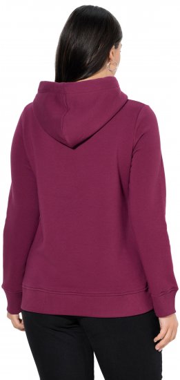 Ulla Popken Relaxed Fit Long Sleeve Hoodie Dark Berry - Bluzy & bluzy z kapturem - 