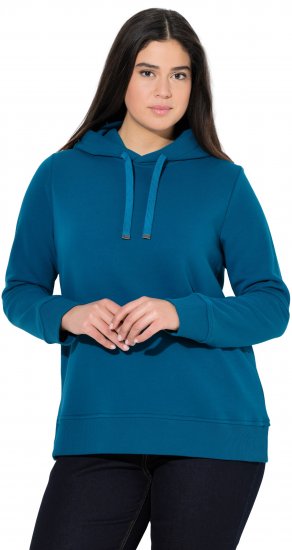 Ulla Popken Relaxed Fit Long Sleeve Hoodie Cerulean - Bluzy & bluzy z kapturem - 