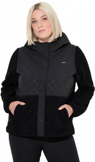 Ulla Popken Mixed Texture Hoodie Black - Bluzy & bluzy z kapturem - 