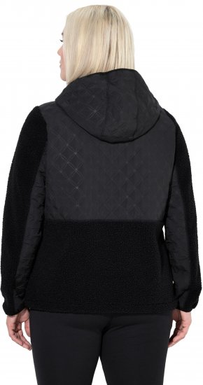Ulla Popken Mixed Texture Hoodie Black - Bluzy & bluzy z kapturem - 