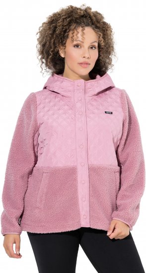 Ulla Popken Mixed Texture Hoodie Wildberry - Bluzy & bluzy z kapturem - 