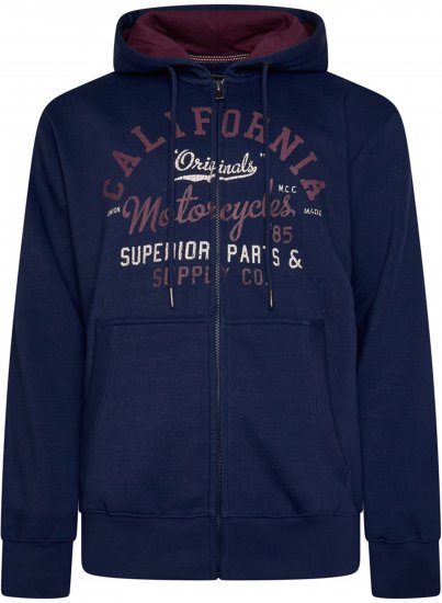 Kam Jeans 7085 Californai Zip Thru Hoodie Navy - Pulóverek & kapucnis pulóverek - Pulóverek & Kapucnis pulóver 2XL-12XL