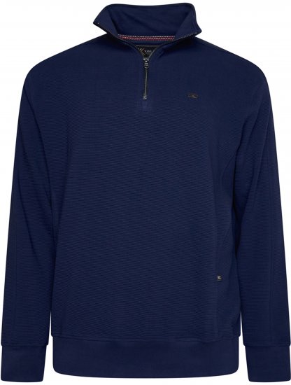 Kam Jeans 7090 1/4 Zip Jacquard Knit Self Stripe Sweatshirt Navy - Pulóverek & kapucnis pulóverek - Pulóverek & Kapucnis pulóver 2XL-12XL