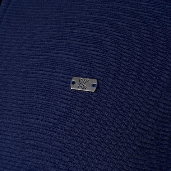 Kam Jeans 7090 1/4 Zip Jacquard Knit Self Stripe Sweatshirt Navy - Pulóverek & kapucnis pulóverek - Pulóverek & Kapucnis pulóver 2XL-12XL