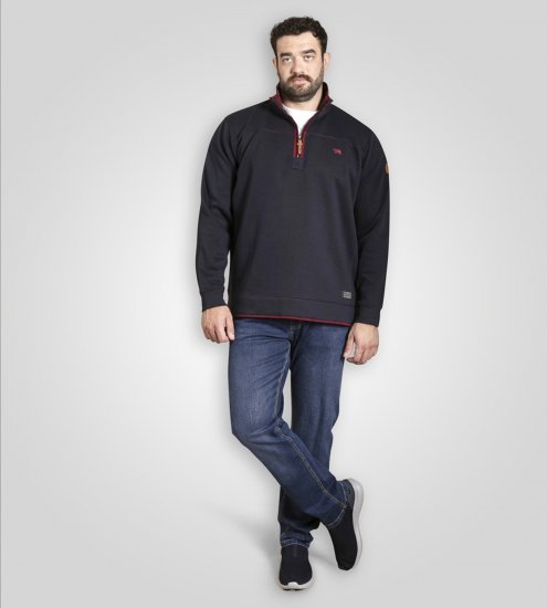 Duke Leicester Quarter Neck Fleece Sweatshirt Navy TALL - TALL pulóverek - 