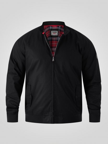 D555 Kent Elastic Rib Hem & Cuffs Harrington Jacket Black - Kabátok - Nagyméretű Kabátok - 2XL-8XL