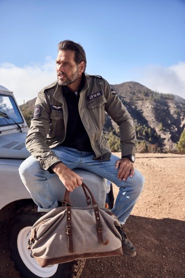 JP1880 Field Jacket with Badges Vintage Look Moss Green - Kabátok - Nagyméretű Kabátok - 2XL-8XL