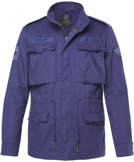 JP1880 Field Jacket with Badges Vintage Look Light Azure Blue - Kabátok - Nagyméretű Kabátok - 2XL-8XL