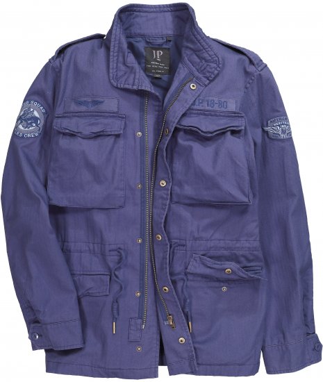 JP1880 Field Jacket with Badges Vintage Look Light Azure Blue - Kabátok - Nagyméretű Kabátok - 2XL-8XL