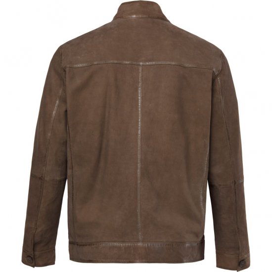 JP1880 Leather Jacket Lambskin Suede Brown - Kabátok - Nagyméretű Kabátok - 2XL-8XL