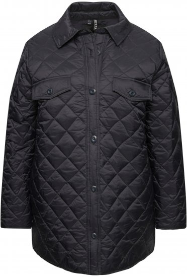 Ulla Popken Quilted Water Repellent Shirt Jacket Black - Dzsekik - 