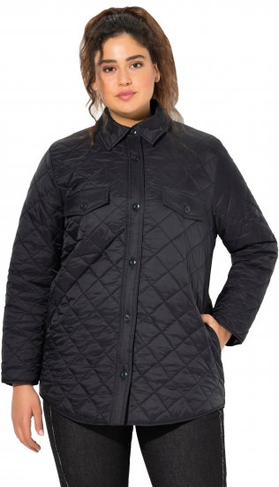 Ulla Popken Quilted Water Repellent Shirt Jacket Black - Dzsekik - 