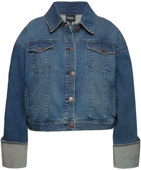 Ulla Popken Wide Cuff Denim Jacket Blue Denim - Dzsekik - 