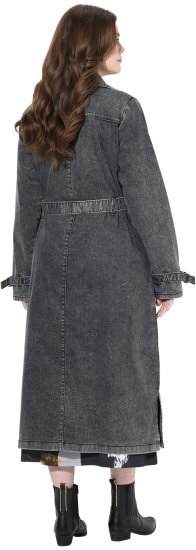 Ulla Popken Denim Acid Wash Trench Coat Grey Denim - Dzsekik - 