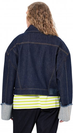 Ulla Popken Stretch Fit Cropped Denim Jacket Rinsed Wash - Dzsekik - 