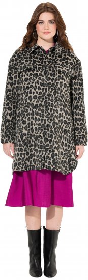 Ulla Popken Leopard Print Shirt Jacket Black - Dzsekik - 