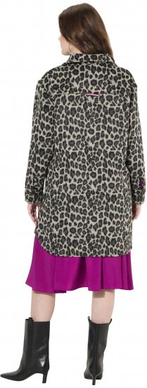 Ulla Popken Leopard Print Shirt Jacket Black - Dzsekik - 