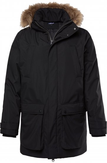 Men Plus Parka With Fur Hood Black - Kabátok - Nagyméretű Kabátok - 2XL-8XL