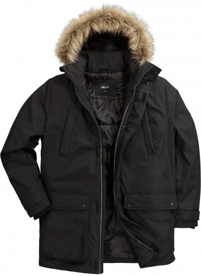 Men Plus Parka With Fur Hood Black - Kabátok - Nagyméretű Kabátok - 2XL-8XL