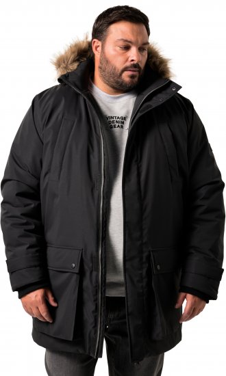 Men Plus Parka With Fur Hood Black - Kabátok - Nagyméretű Kabátok - 2XL-8XL