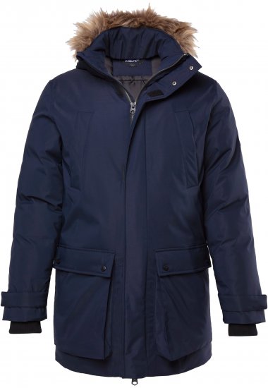 Men Plus Parka With Fur Hood Navy - Kabátok - Nagyméretű Kabátok - 2XL-8XL
