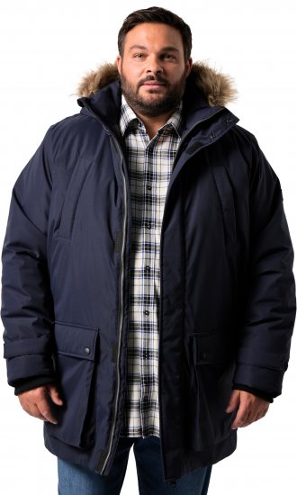 Men Plus Parka With Fur Hood Navy - Kabátok - Nagyméretű Kabátok - 2XL-8XL