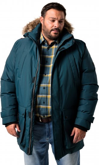 Men Plus Parka With Fur Hood Dark Green - Kabátok - Nagyméretű Kabátok - 2XL-8XL