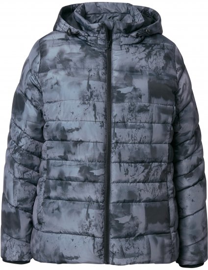 Ulla Popken HYPRAR Quilted Abstract Print Jacket Black - Dzsekik - 