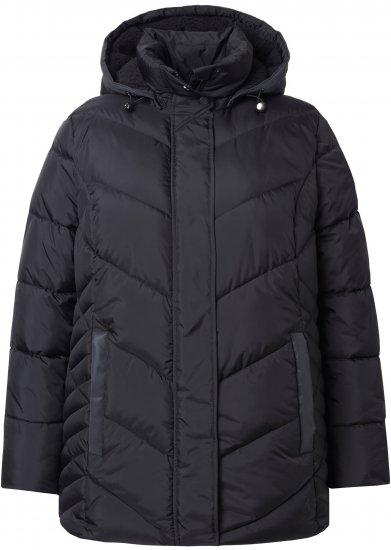 Ulla Popken HYPRAR Reflective Detail Quilted Jacket Black - Dzsekik - 