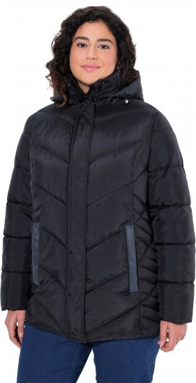 Ulla Popken HYPRAR Reflective Detail Quilted Jacket Black - Dzsekik - 