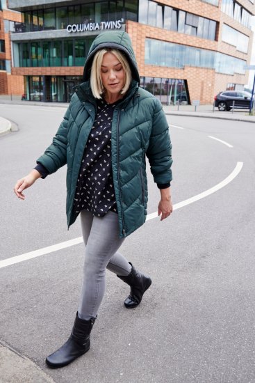 Ulla Popken HYPRAR Reflective Detail Quilted Jacket Dark Green - Dzsekik - 