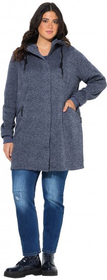 Ulla Popken Knit Fleece-Lined Jacket Navy - Dzsekik - 