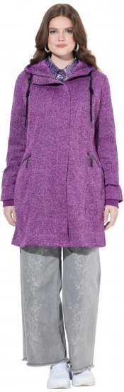 Ulla Popken Knit Fleece-Lined Jacket Purple - Dzsekik - 