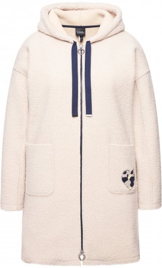 Ulla Popken Oversized Teddy Plush Heart Detail Jacket Pebble Grey - Dzsekik - 