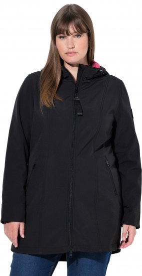 Ulla Popken Hyprar Soft Shell Water Repellent Hooded Jacket Black - Dzsekik - 