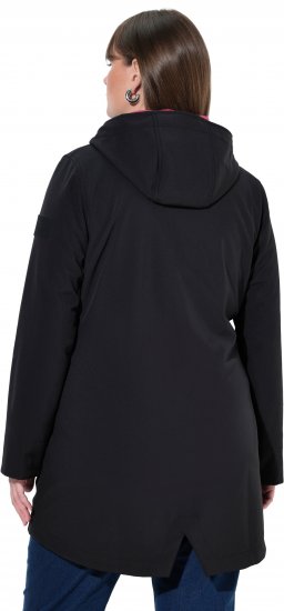 Ulla Popken Hyprar Soft Shell Water Repellent Hooded Jacket Black - Dzsekik - 