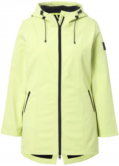 Ulla Popken Hyprar Soft Shell Water Repellent Hooded Jacket Lime Green - Dzsekik - 