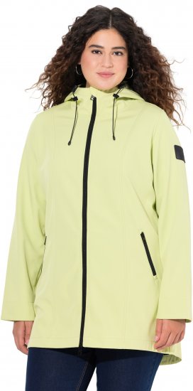 Ulla Popken Hyprar Soft Shell Water Repellent Hooded Jacket Lime Green - Dzsekik - 