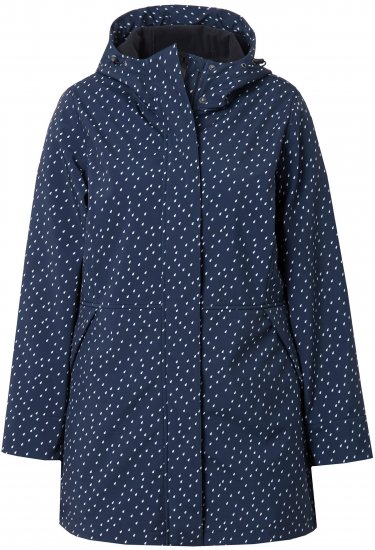 Ulla Popken Raindrop Print Longline Waterproof Jacket Navy - Dzsekik - 