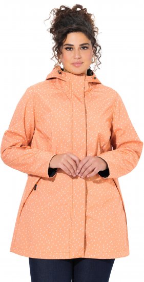 Ulla Popken Raindrop Print Longline Waterproof Jacket Mandarin - Dzsekik - 