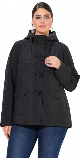 Ulla Popken HYPRAR Toggle Button Microfleece Lined Jacket Black - Dzsekik - 