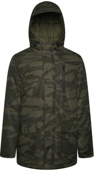 Kam Jeans KV143 Camo Print Hooded Coat Khaki - Kabátok - Nagyméretű Kabátok - 2XL-8XL