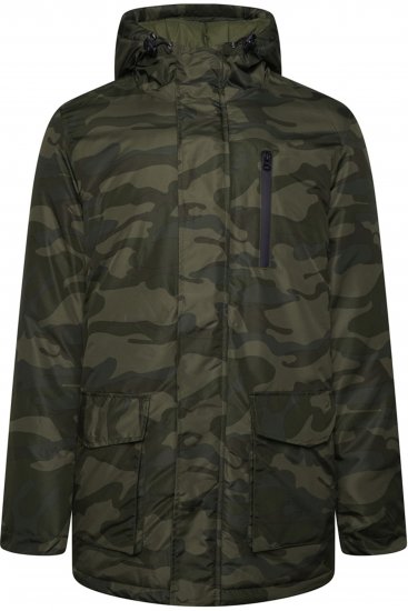 Kam Jeans KV143 Camo Print Hooded Coat Khaki - Kabátok - Nagyméretű Kabátok - 2XL-8XL