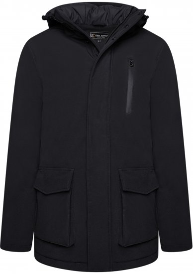 Kam Jeans KV144 Long Quilted Softshell Parka Black - Kabátok - Nagyméretű Kabátok - 2XL-8XL