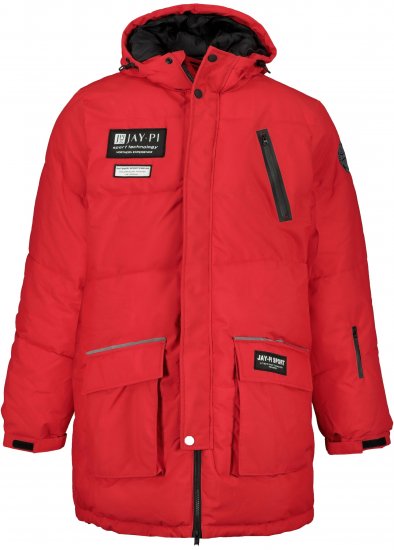JAY-PI Warm Quilted Parka Dual Function Windproof and Water Repellent Red - Kabátok - Nagyméretű Kabátok - 2XL-8XL