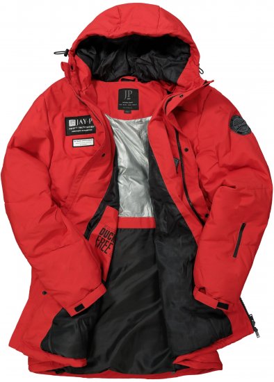 JAY-PI Warm Quilted Parka Dual Function Windproof and Water Repellent Red - Kabátok - Nagyméretű Kabátok - 2XL-8XL