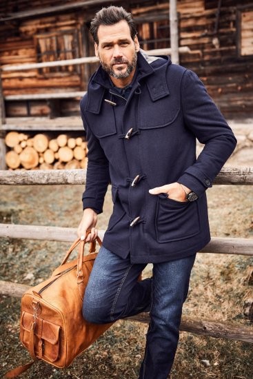 JP1880 Duffle Coat Water Repellent with Detachable Hood Navy - Kabátok - Nagyméretű Kabátok - 2XL-8XL